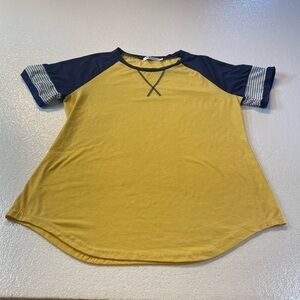 Adibosy Yellow and Navy Blue Women's Top